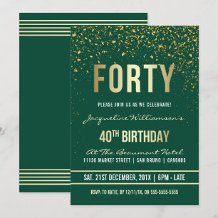 Emerald   Gouden Confetti 40e verjaardag Kaart