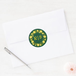 Emerald Gouden Elegantie Trouwdag Ronde Sticker