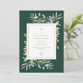 Emerald Gouden Groene Rouwherdenking Bedankkaart (Staand voorkant)