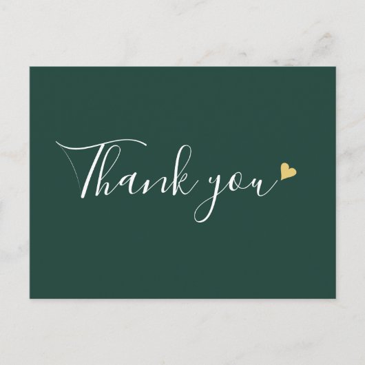 Emerald Gouden Hart Script Bedankt Zakelijk Briefkaart (Voorkant)
