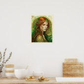 Emerald & Gouden Hoofdband Redhead Vrouw Groene Og Poster (Keuken)