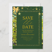 Emerald Gouden Lovertjes Save The Date Signatureka