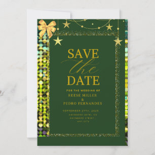Emerald Gouden Lovertjes Save The Date Signatureka Kaart