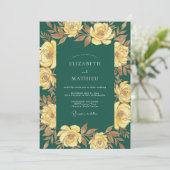 Emerald Gouden Rozen Bruiloft Kaart (Staand voorkant)