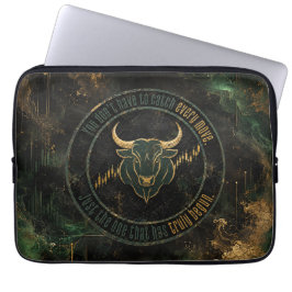 Emerald Gouden Stier Mentaliteit Handel Laptop Sleeve