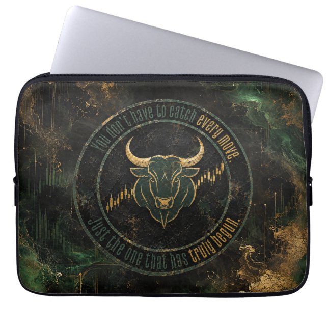 Emerald Gouden Stier Mentaliteit Handel  Laptop Sleeve (Voorkant)