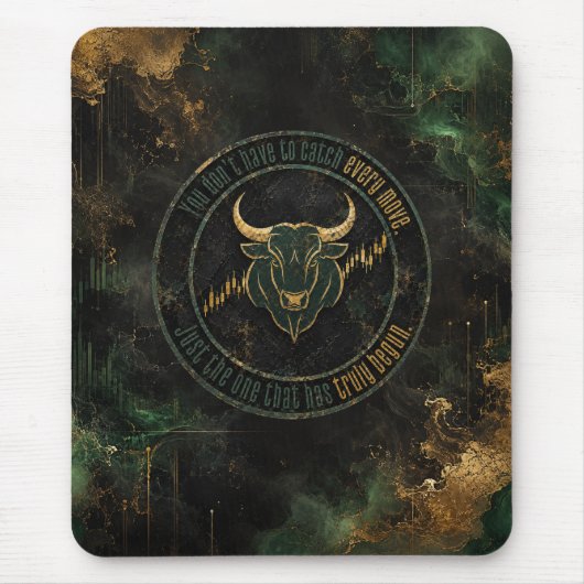 Emerald Gouden Stier Mentaliteit Handel Muismat (Voorkant)