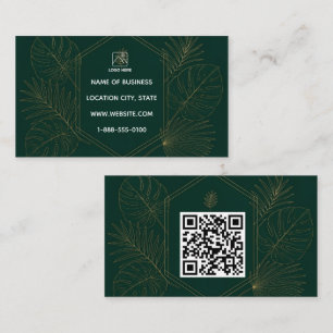 Emerald Gouden Tropische QR Code Visitekaartje