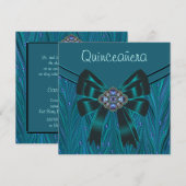 Emerald Grean Blauwgroen Blue Quinceanera Kaart (Voorkant / Achterkant)