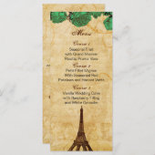 emerald gree eiffel tower Paris Menu (Voorkant / Achterkant)