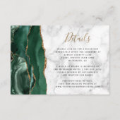 Emerald Greem Gold Agate Marble Wedding Details Informatiekaartje (Voorkant)