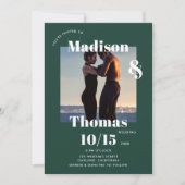 Emerald Green 1 foto Bold Minimalistische bruiloft Kaart (Voorkant)