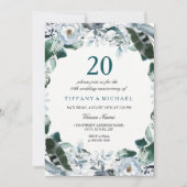 Emerald Green 20th Wedding Jubileum Invite Kaart (Voorkant)