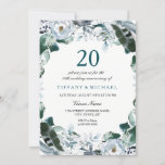 Emerald Green 20th Wedding Jubileum Invite Kaart<br><div class="desc">Floral Jade Green 20th Wedding Jubileum nodigt collectie uit in Niche en Nest store. elegant geschilderd waterverf botanisch bloemontwerp.</div>