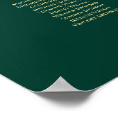 Emerald Green 22 Table Wedding Seating Chart Gold Poster (Hoek)