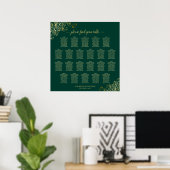 Emerald Green 22 Table Wedding Seating Chart Gold Poster (Thuiskantoor)