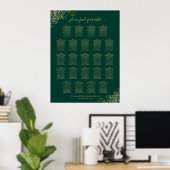Emerald Green 23 Table Wedding Seating Chart Gold Poster (Thuiskantoor)