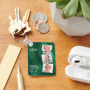 Emerald Green 3 Foto Funeral Gift Memorial Prayer Sleutelhanger