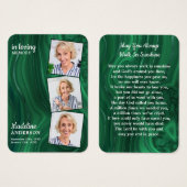 Emerald Green 3 Foto Memorial Funeral Prayer Kaart (Voorkant /achterkant)