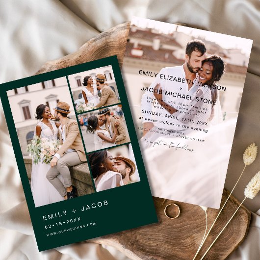 Emerald Green 5 foto Moderne Elegante bruiloft Kaart