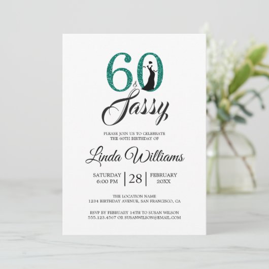 Emerald Green 60 en Sassy | 60e verjaardag Kaart (Staand voorkant)