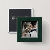 Emerald green aanpasbare 50e bruiloft vierkante button 5,1 cm (Voorkant /achterkant)