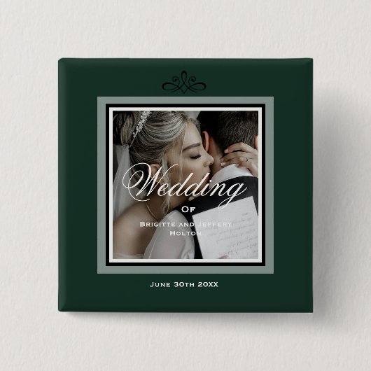 Emerald green aanpasbare 50e bruiloft vierkante button 5,1 cm (Voorkant)