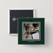 Emerald green aanpasbare trouwdag van 50 t vierkante button 5,1 cm (Voorkant /achterkant)