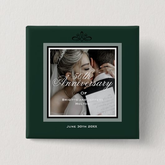 Emerald green aanpasbare trouwdag van 50 t vierkante button 5,1 cm (Voorkant)