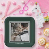 Emerald green aanpasbare trouwfoto papieren bordje (Feest)