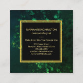 *~* EMERALD GREEN Abstract BLACK Vierkante Visitekaartje (Achterkant)