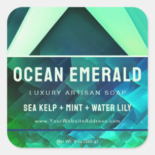 Emerald Green Abstract geometrisch productlabel Vierkante Sticker