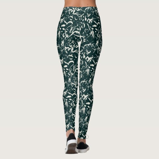 Emerald Green Abstract Leggings  (Achterkant)