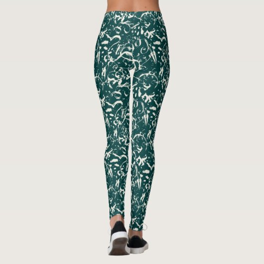 Emerald Green Abstract Leggings  (Achterkant)