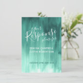 Emerald green abstract trouwantwoord RSVP qr code Kaart (Staand voorkant)