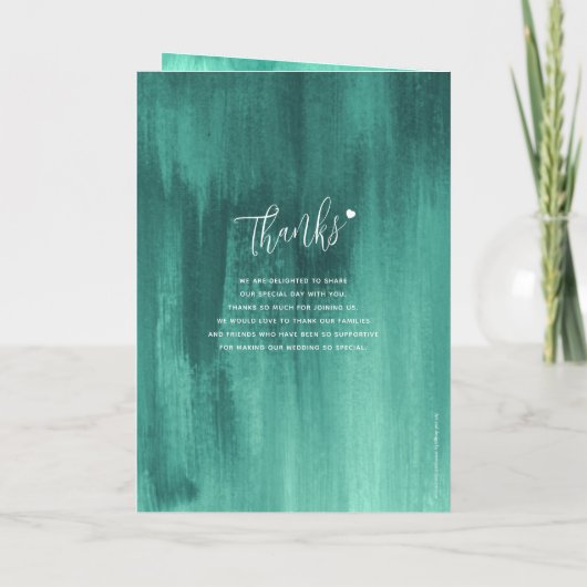 Emerald green abstracte bruiloft programma (Achterkant)