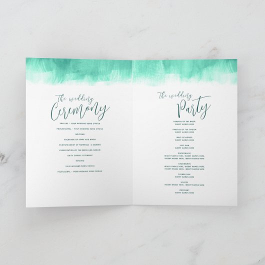 Emerald green abstracte bruiloft programma (Binnen)