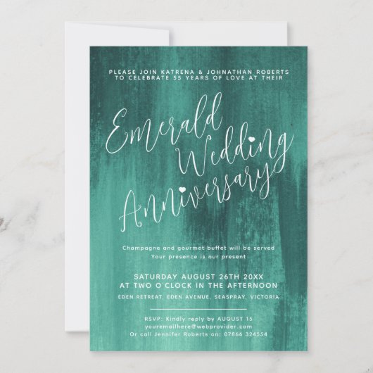 Emerald green abstracte trouwdag kaart (Voorkant)