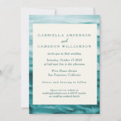 Emerald Green Abstracte Waterverf Elegant Wedding Kaart (Voorkant)