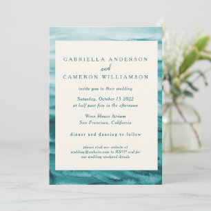 Emerald Green Abstracte Waterverf Elegant Wedding Kaart