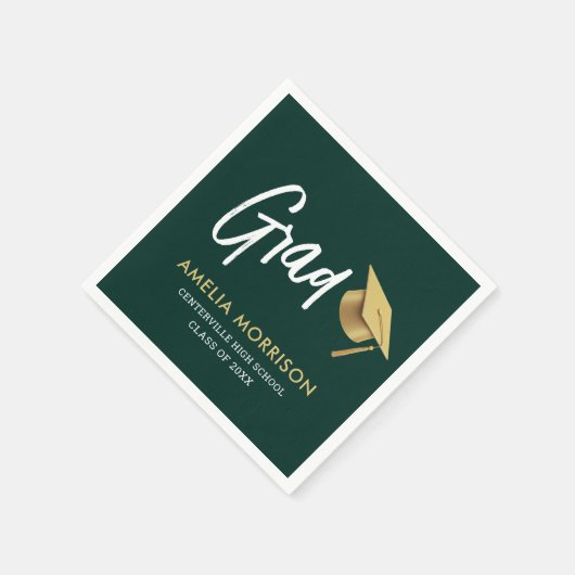 Emerald Green Afstuderen Goud Pet Afstuderen Servet (Hoek)