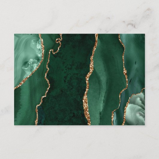 Emerald Green Agaat Goud Donker Bruiloft Details Informatiekaartje (Achterkant)