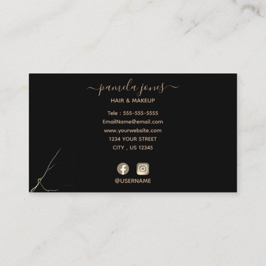 Emerald Green Agaat Goud Glitter Script Monogram Visitekaartje (Achterkant)