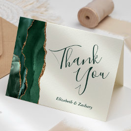 Emerald Green Agaat Goud Ivoor Bruiloft Dank u Kaart