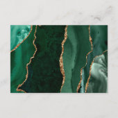Emerald Green Agaat Goud Script Bruiloft Details Informatiekaartje (Achterkant)