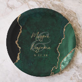 Emerald Green Agaat Goud Script Bruiloft Papieren Bordje