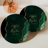 Emerald Green Agaat Goud Script Bruiloft Papieren Bordje