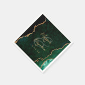 Emerald Green Agaat Goud Script Bruiloft Servet (Hoek)
