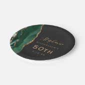 Emerald Green Agaat Marmer Goud Donker 50e Verjaar Papieren Bordje (Gekanteld)