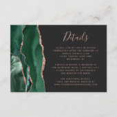 Emerald Green Agaat Roos Goud Bruiloft Details Informatiekaartje (Voorkant)